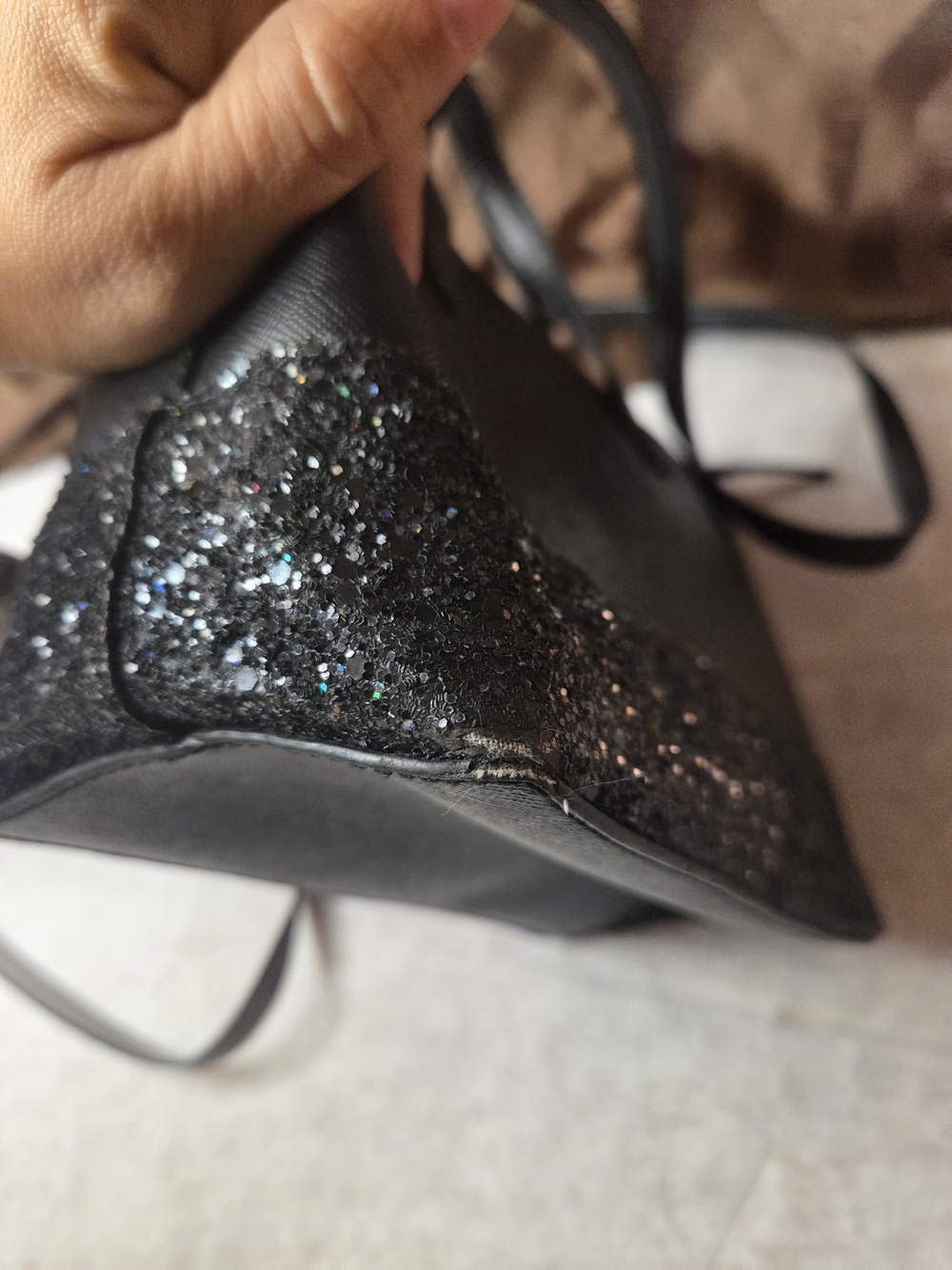 Kate Spade Black Tote & Taupe Crossbody with Glitter Trim-Lot Of 2 - Picture 9 of 13